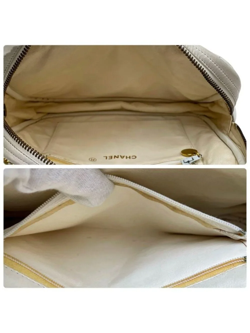 Chanel Quilted Lambskin Chain Shoulder Bag White Coco